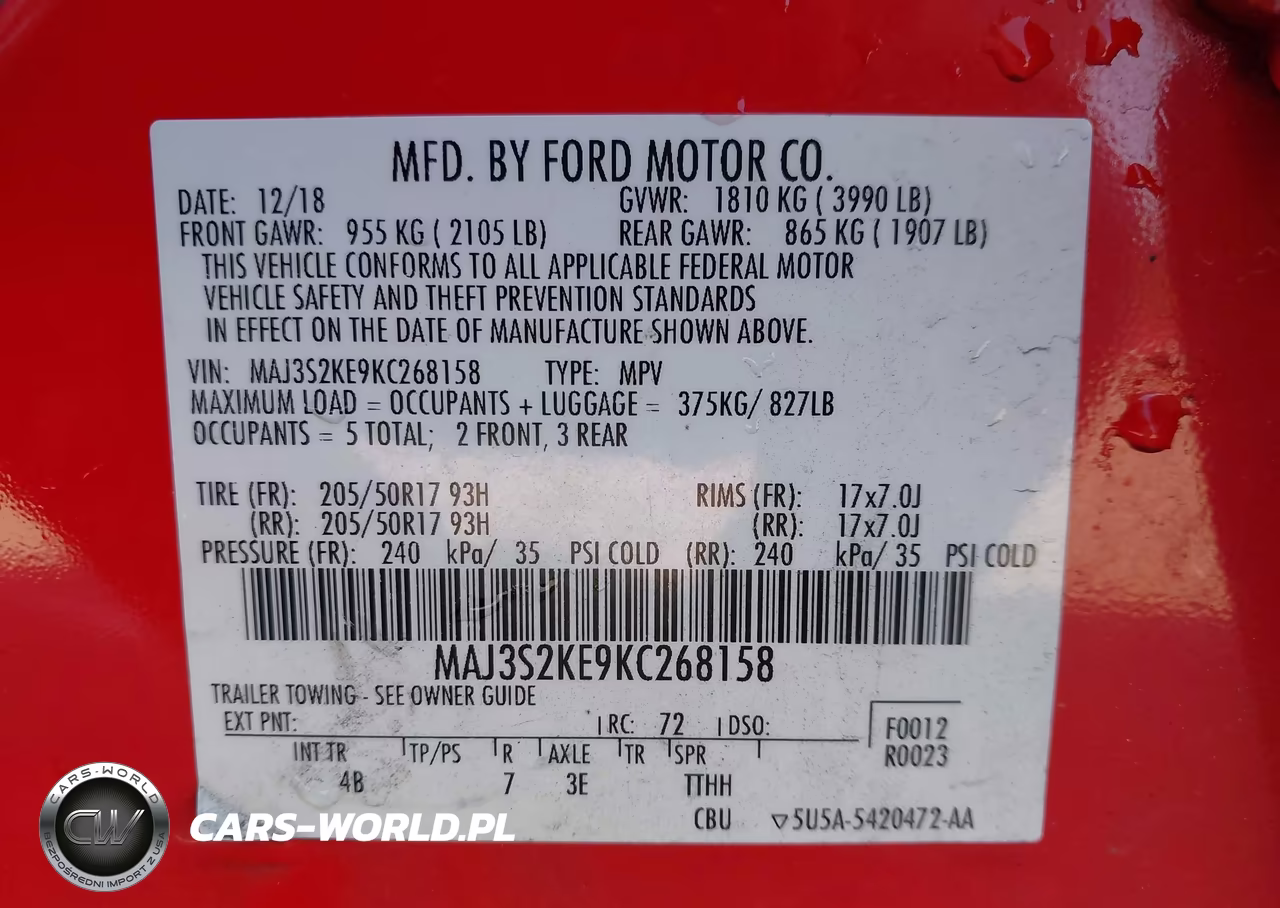 2019 Ford Ecosport Titanium VIN:MAJ3S2KE9KC268158 - 17