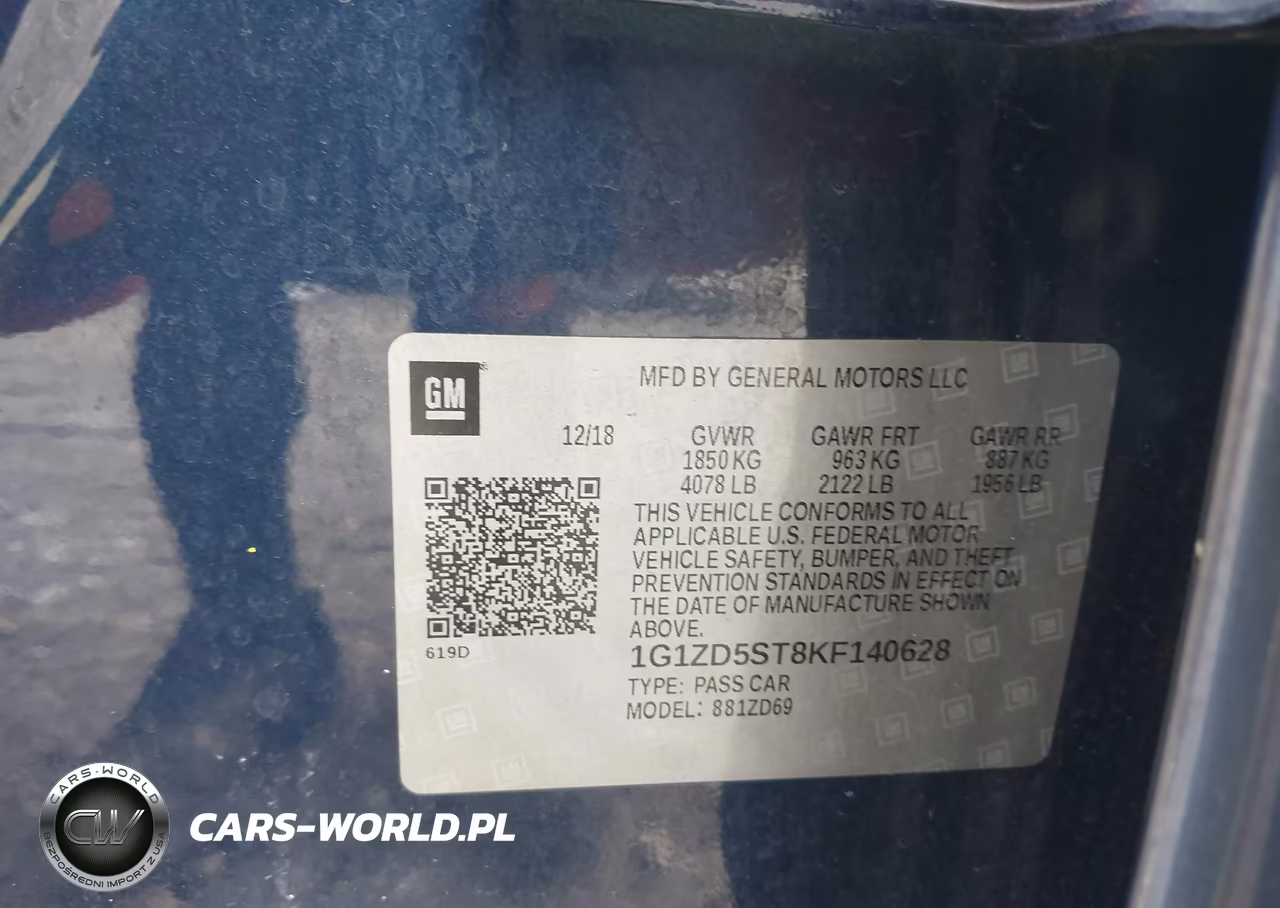 2019 Chevrolet Malibu Lt VIN:1G1ZD5ST8KF140628 - 9