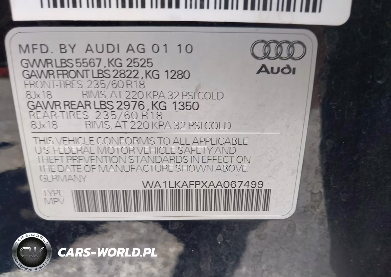 2010 Audi Q5 3.2 Premium VIN:WA1LKAFPXAA067499 - 9