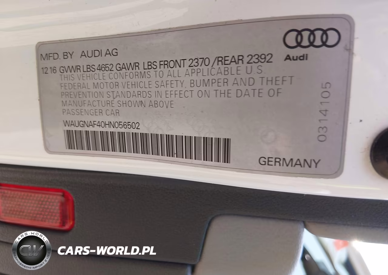2017 Audi A4 2.0T Premium VIN:WAUGNAF40HN056502 - 9