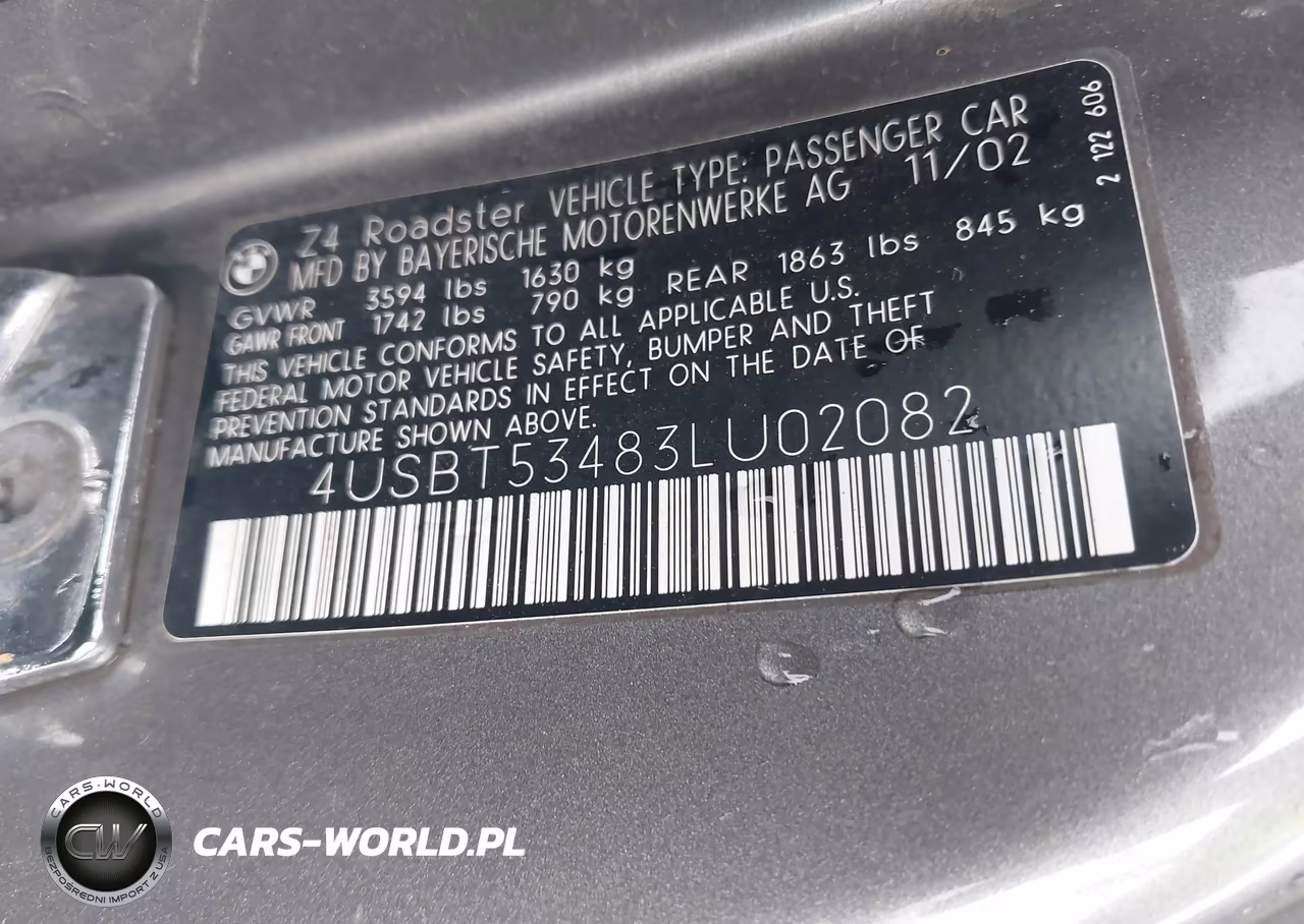 2003 BMW Z4 3.0I VIN:4USBT53483LU02082 - 9