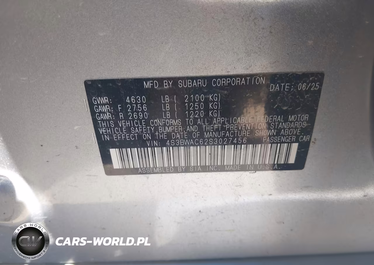 2025 Subaru Legacy Premium VIN:4S3BWAC62S3027456 - 9