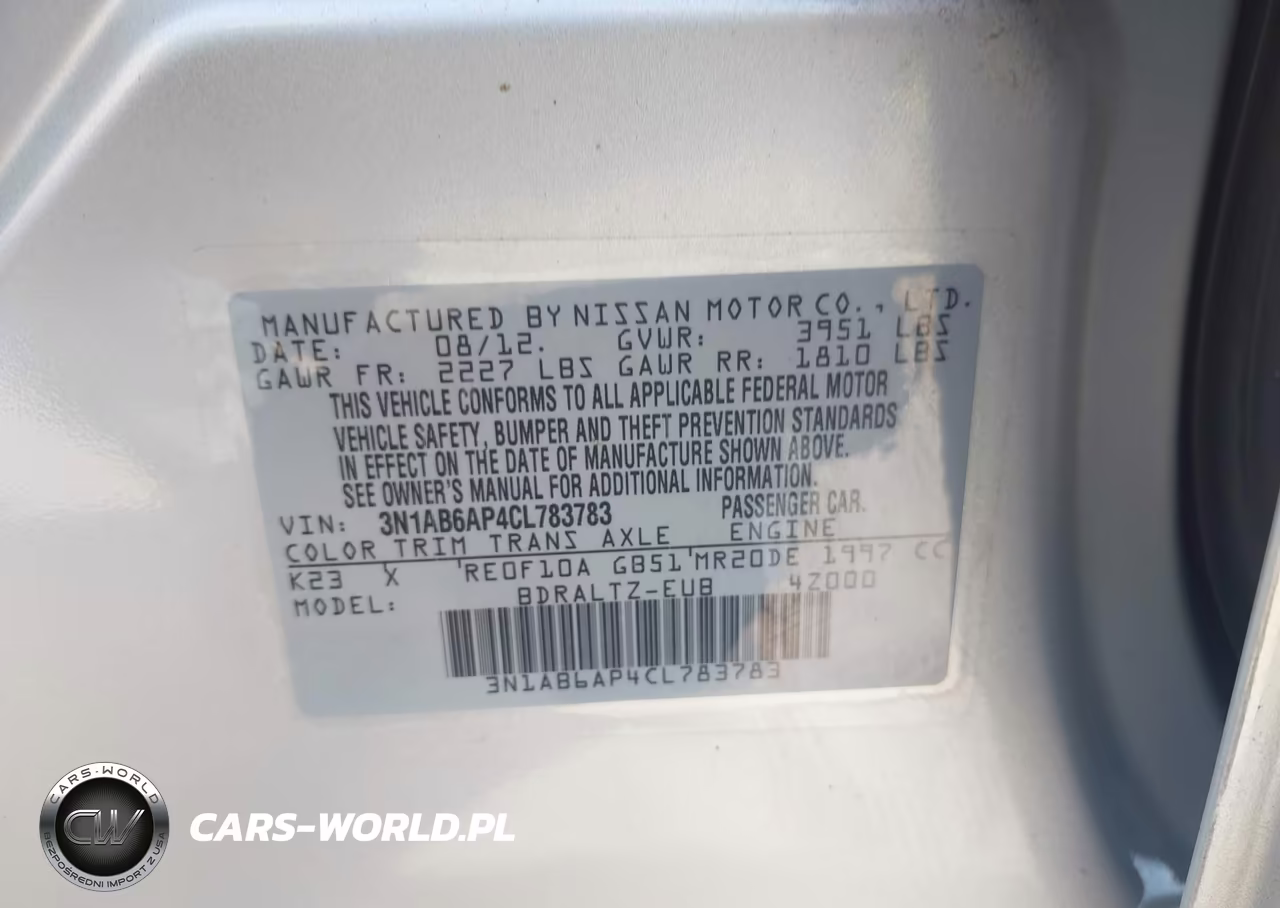 2012 Nissan Sentra 2.0 Sr VIN:3N1AB6AP4CL783783 - 9