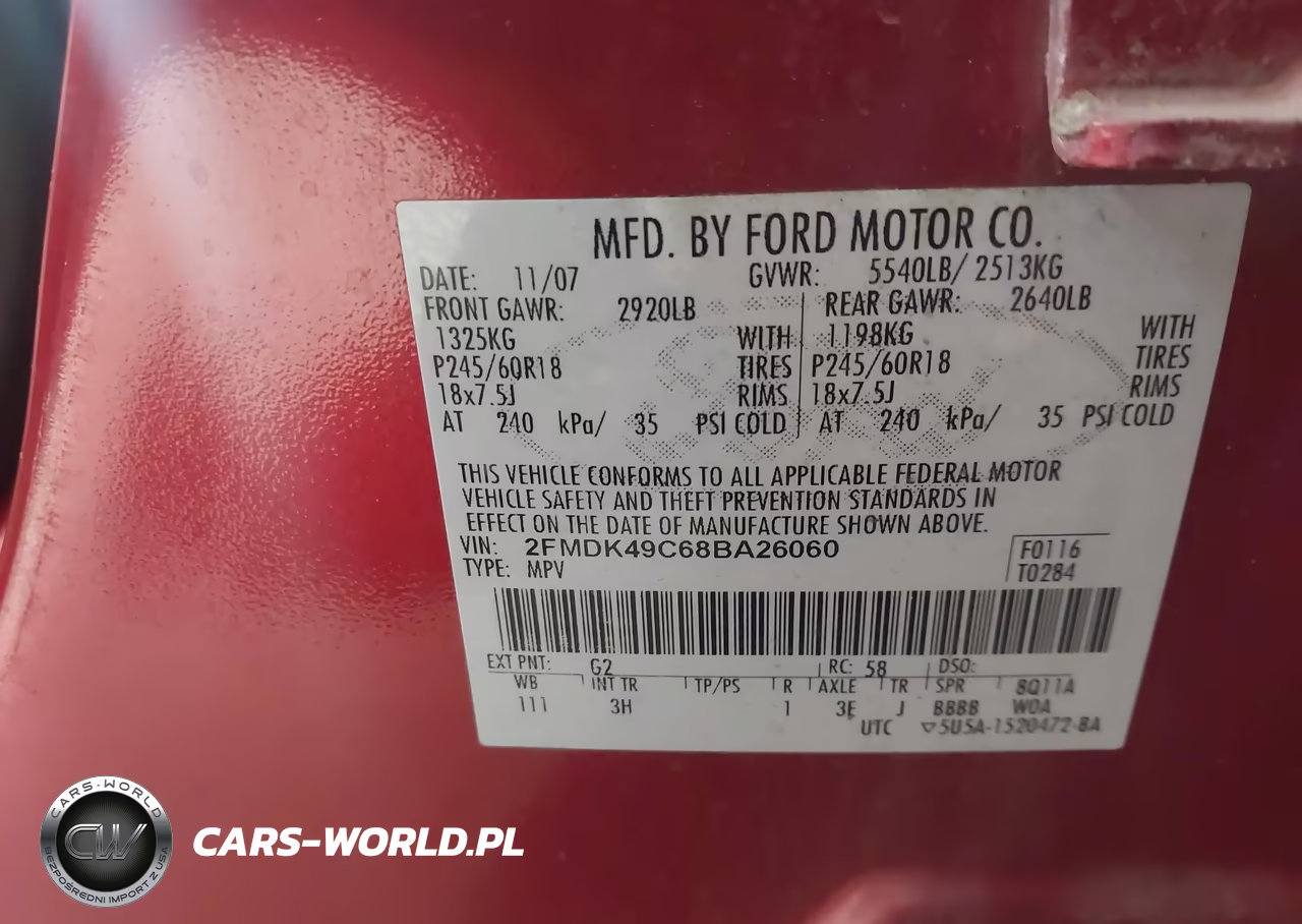 2008 Ford Edge Limited VIN:2FMDK49C68BA26060 - 9