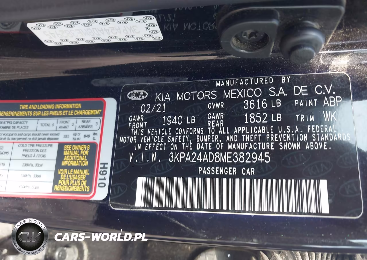 2021 Kia Rio Lx VIN:3KPA24AD8ME382945 - 9