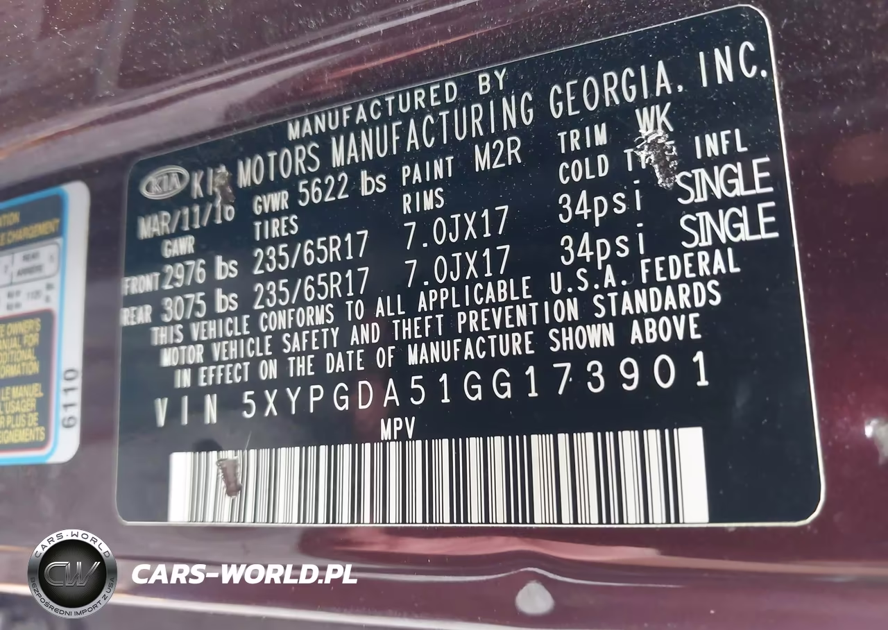 2016 Kia Sorento 3.3L Lx VIN:5XYPGDA51GG173901 - 9