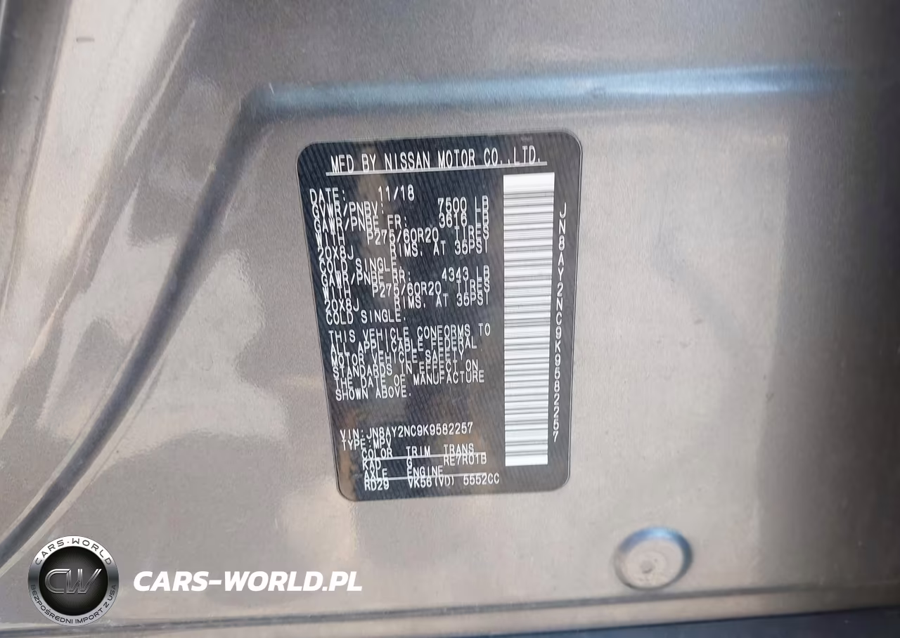 2019 Nissan Armada Sl VIN:JN8AY2NC9K9582257 - 9