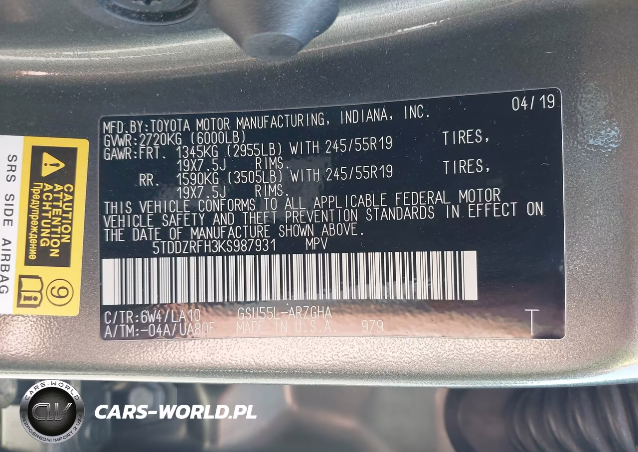2019 Toyota Highlander Limited Platinum VIN:5TDDZRFH3KS987931 - 9