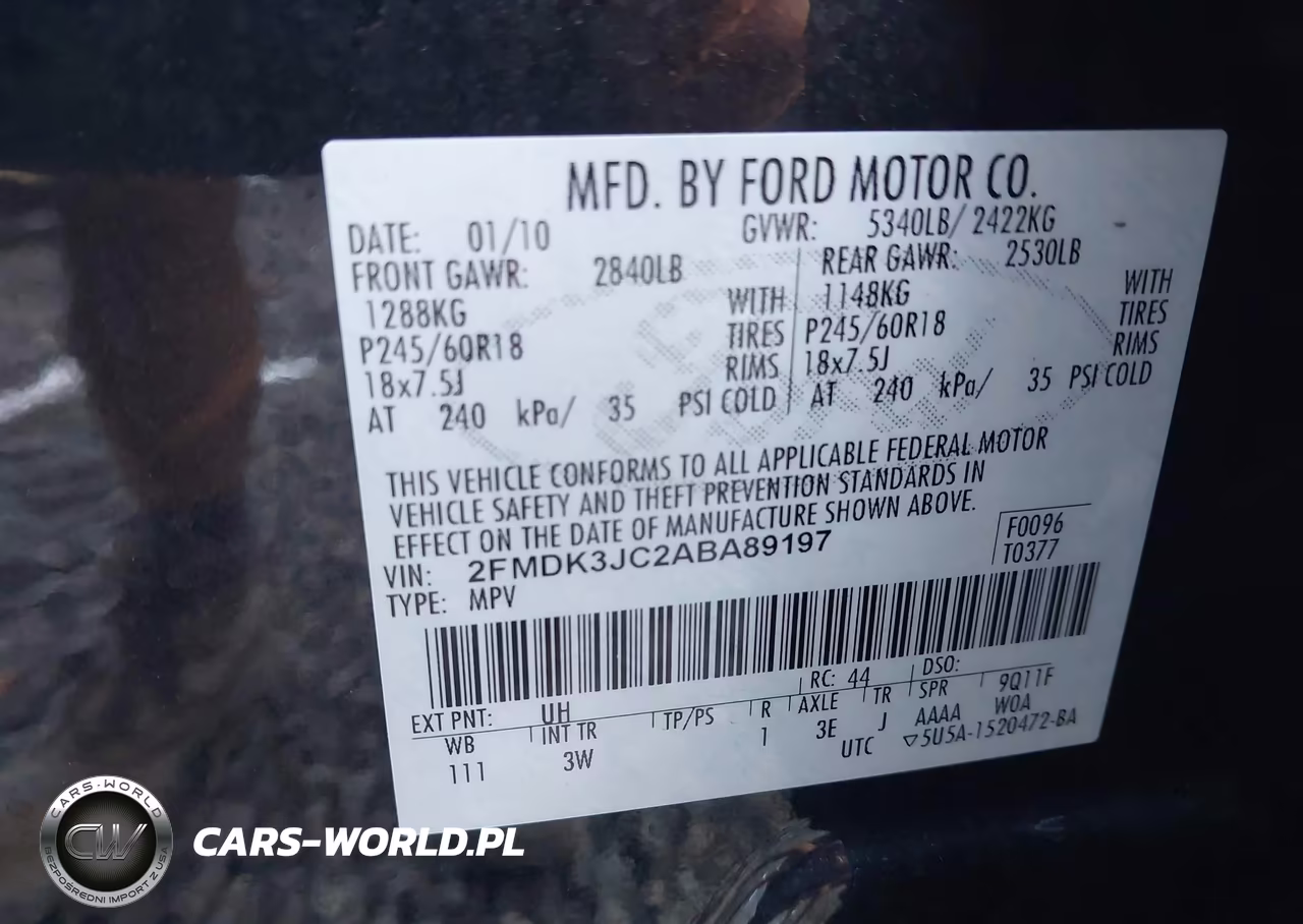 2010 Ford Edge Sel VIN:2FMDK3JC2ABA89197 - 9