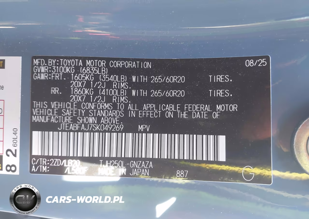 2025 Toyota Land Cruiser VIN:JTEABFAJ7SK049269 - 9