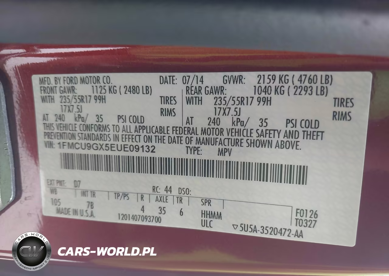 2014 Ford Escape Se VIN:1FMCU9GX5EUE09132 - 9