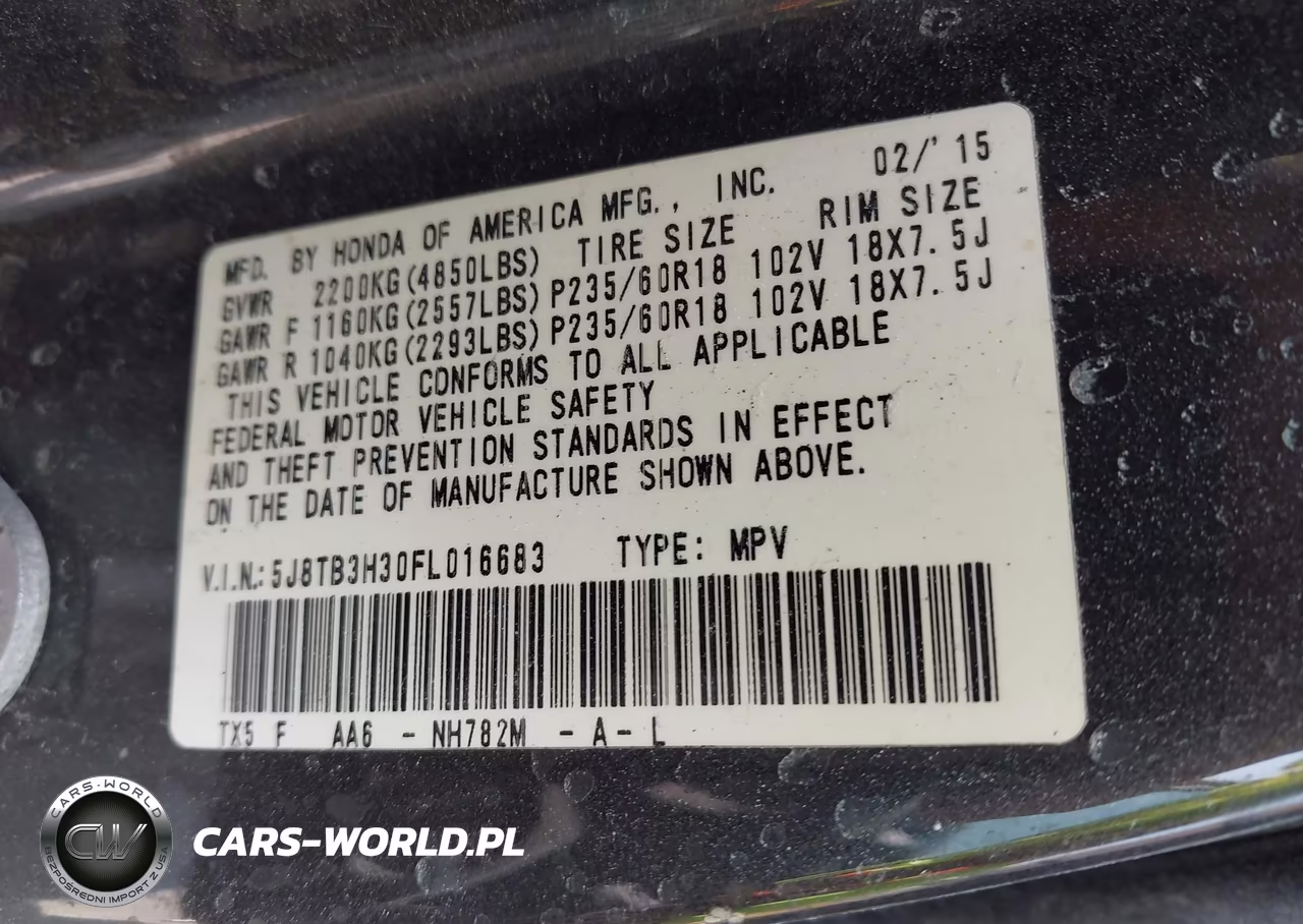2015 Acura Rdx VIN:5J8TB3H30FL016683 - 9