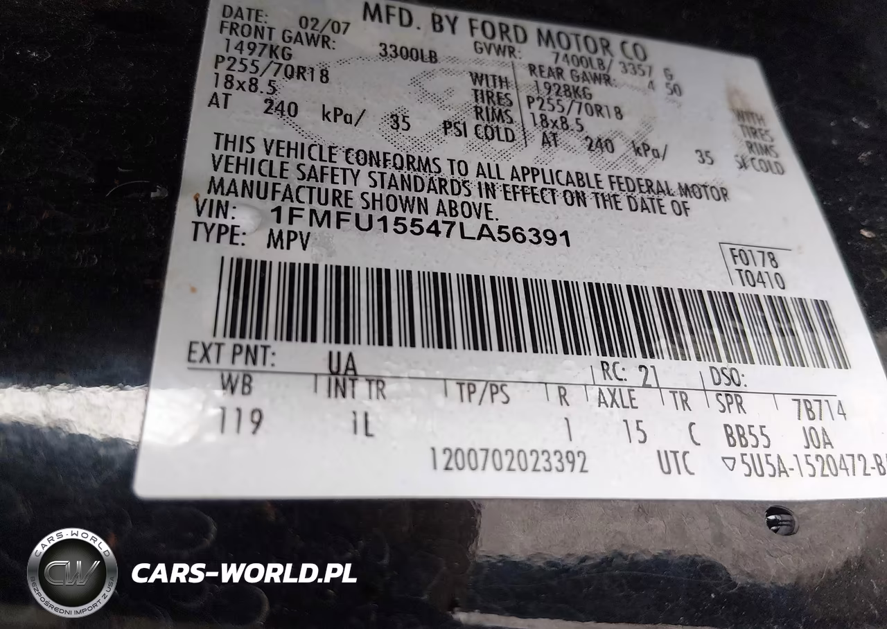 2007 Ford Expedition Xlt VIN:1FMFU15547LA56391 - 9