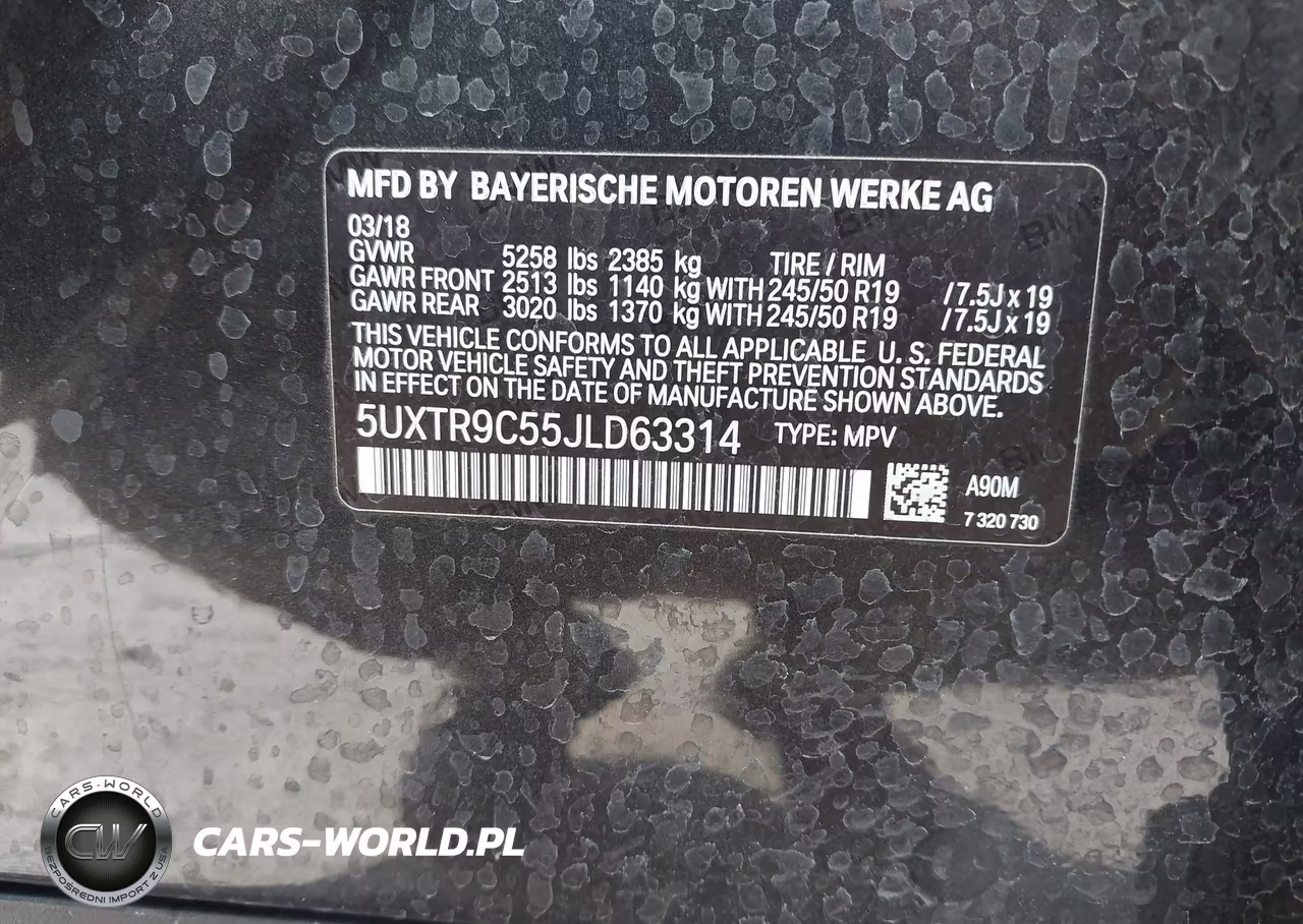 2018 BMW X3 xDrive30I VIN:5UXTR9C55JLD63314 - 10
