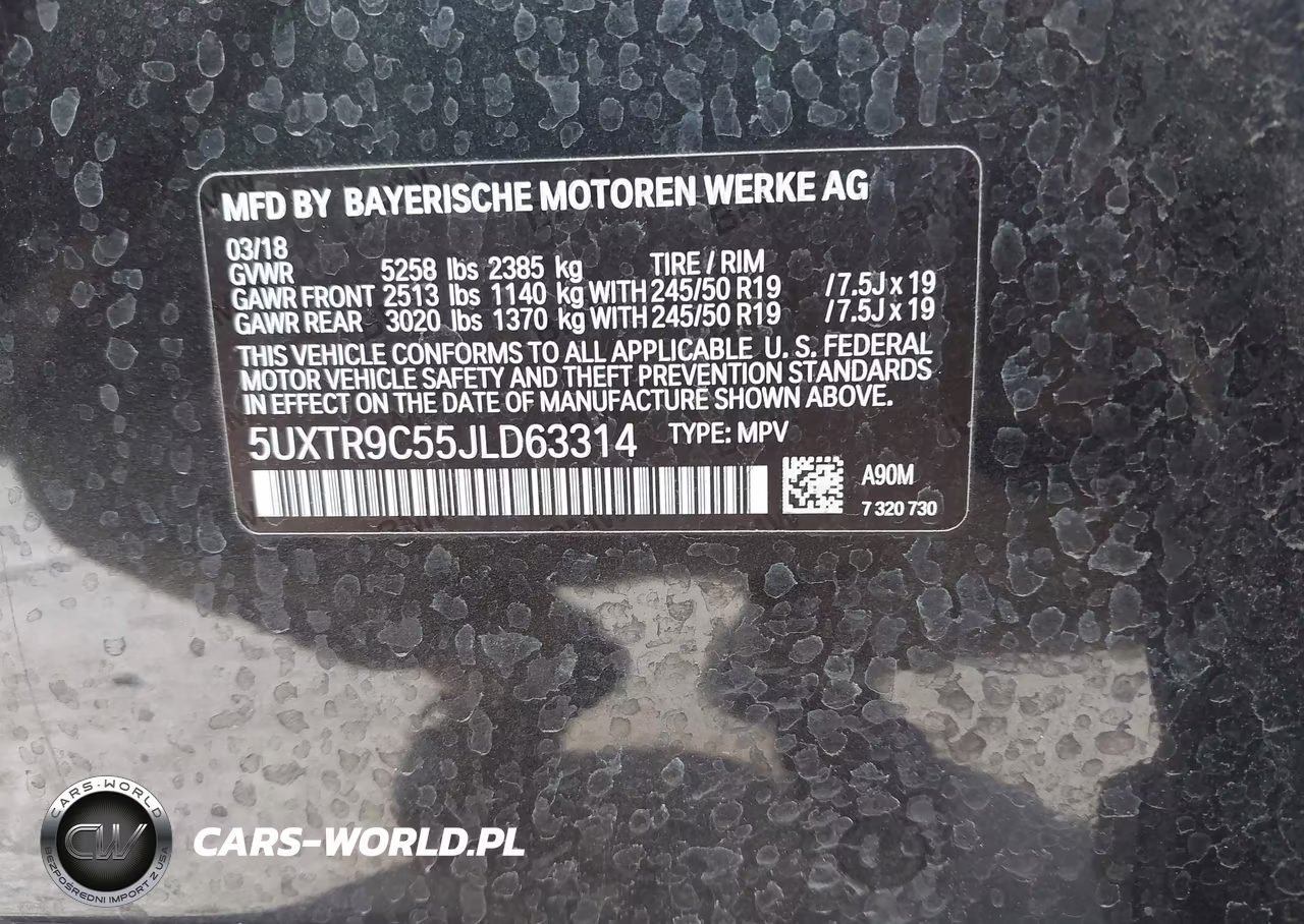 2018 BMW X3 xDrive30I VIN:5UXTR9C55JLD63314 - 9