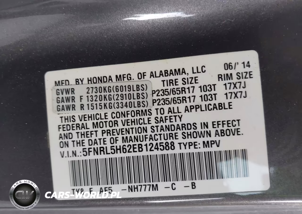2014 Honda Odyssey Ex-L VIN:5FNRL5H62EB124588 - 9