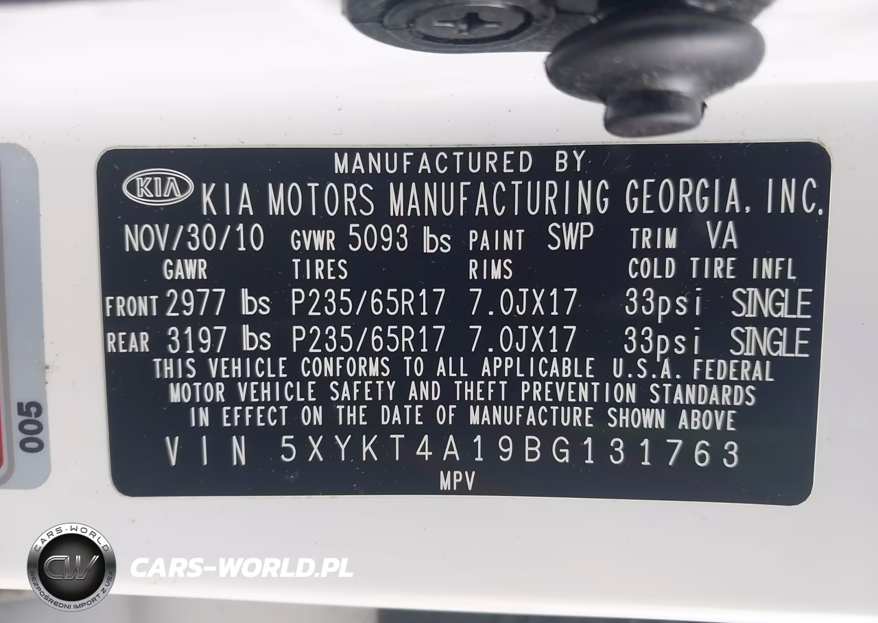 2011 Kia Sorento Lx VIN:5XYKT4A19BG131763 - 9