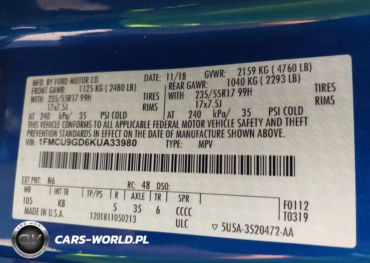 2019 Ford Escape Se VIN:1FMCU9GD6KUA33980 - 9