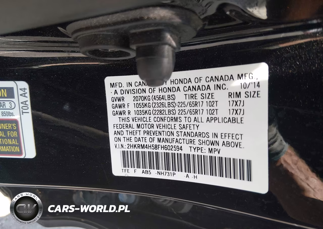 2015 Honda Cr-V Ex VIN:2HKRM4H58FH602594 - 9