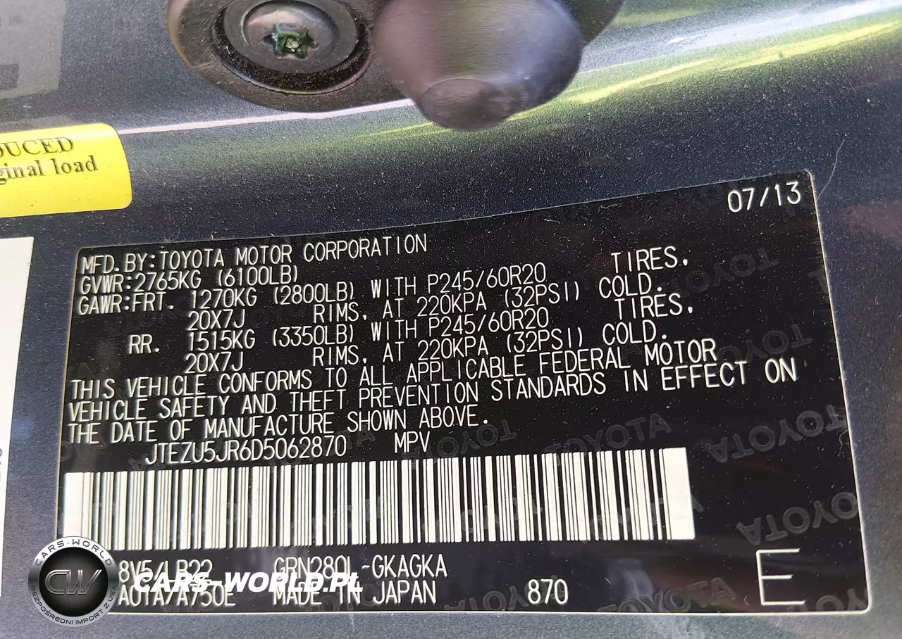 2013 Toyota 4Runner Limited VIN:JTEZU5JR6D5062870 - 9
