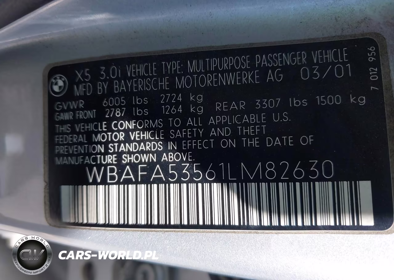 2001 BMW X5 3.0 VIN:WBAFA53561LM82630 - 9
