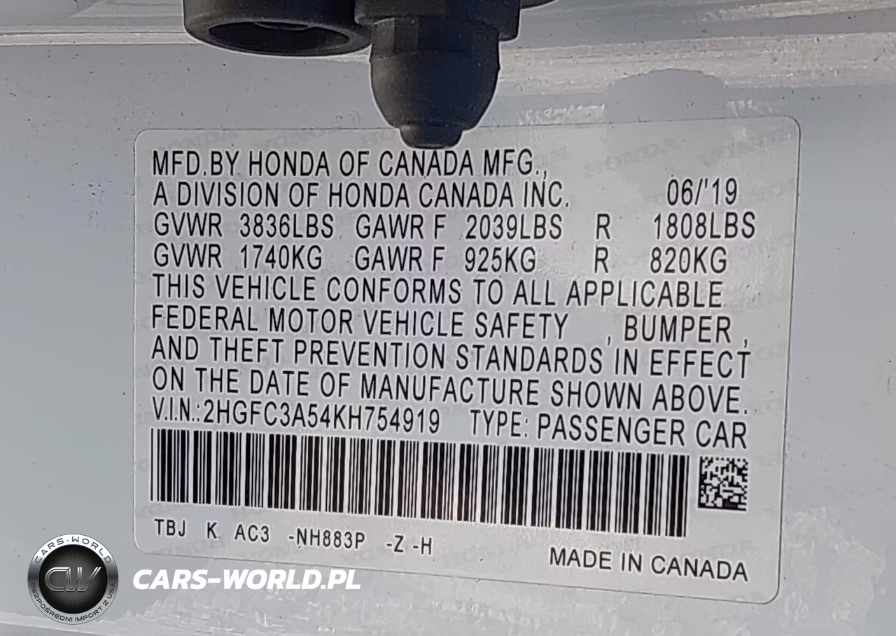 2019 Honda Civic Si VIN:2HGFC3A54KH754919 - 9