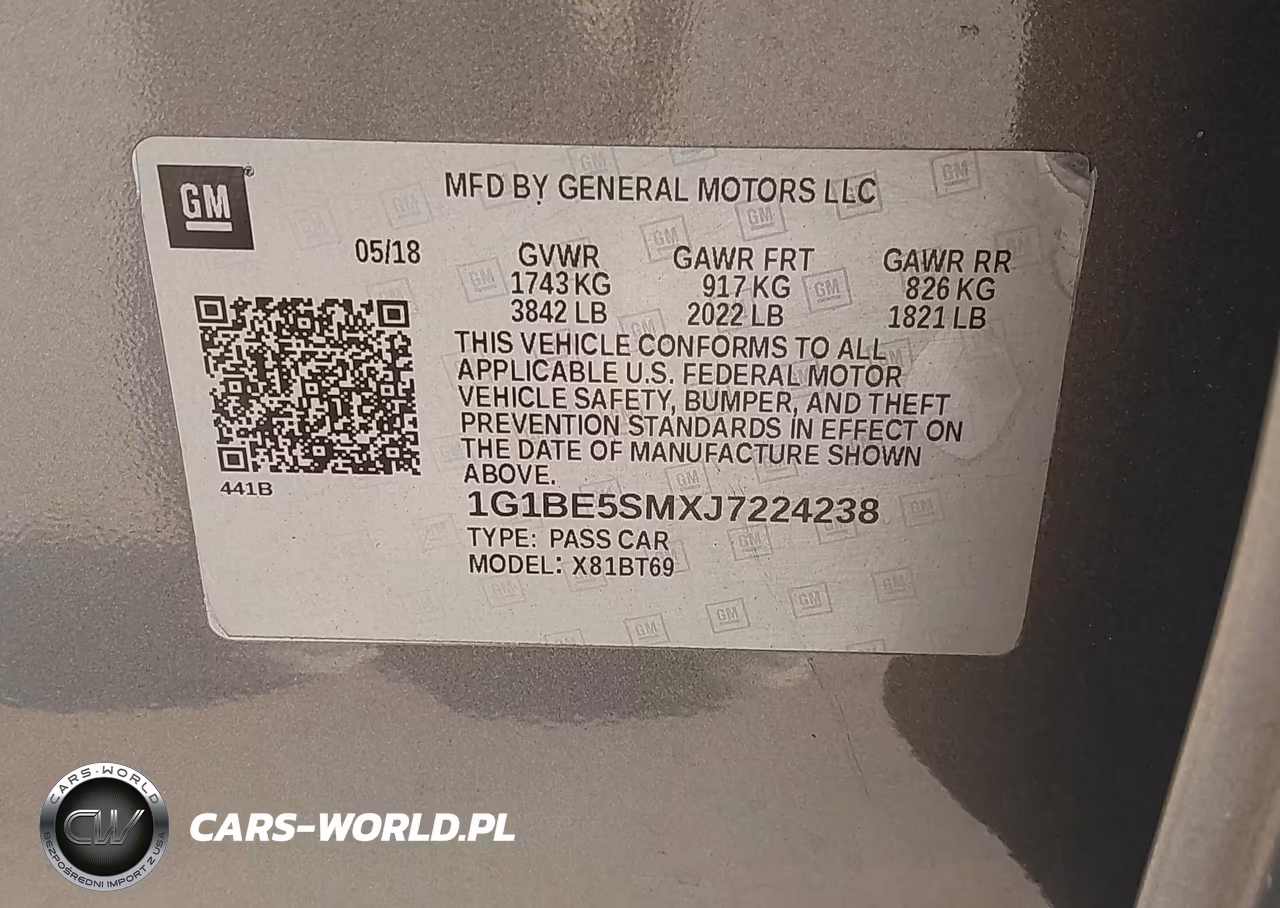 2018 Chevrolet Cruze Lt Auto VIN:1G1BE5SMXJ7224238 - 9
