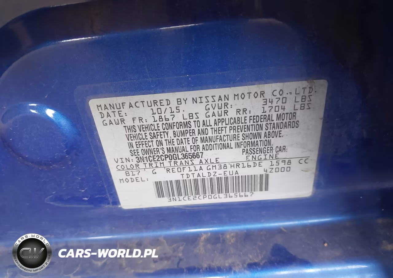 2016 Nissan Versa Note S (Sr)-S Plus-Sl-Sr-Sv VIN:3N1CE2CP0GL365667 - 9
