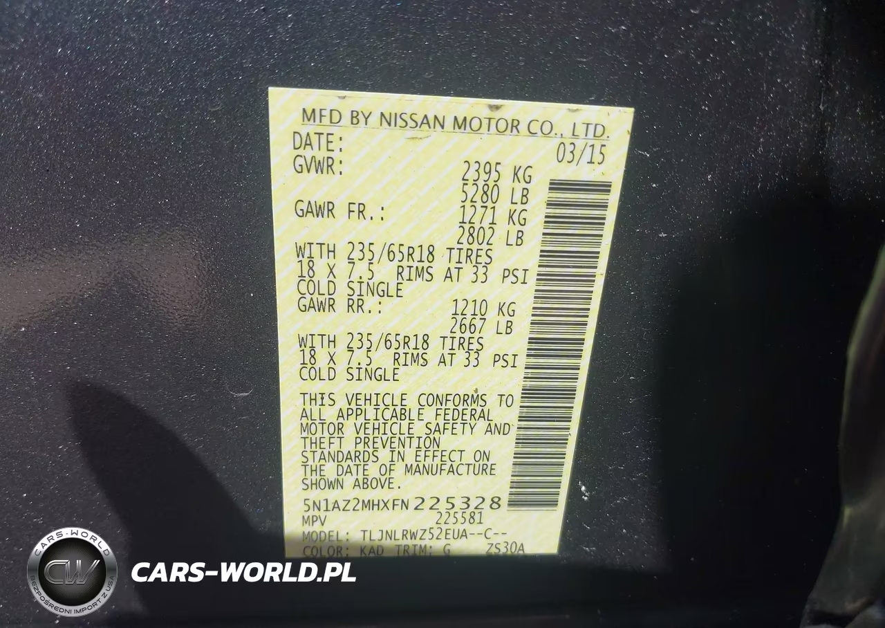 2015 Nissan Murano Sl VIN:5N1AZ2MHXFN225328 - 9