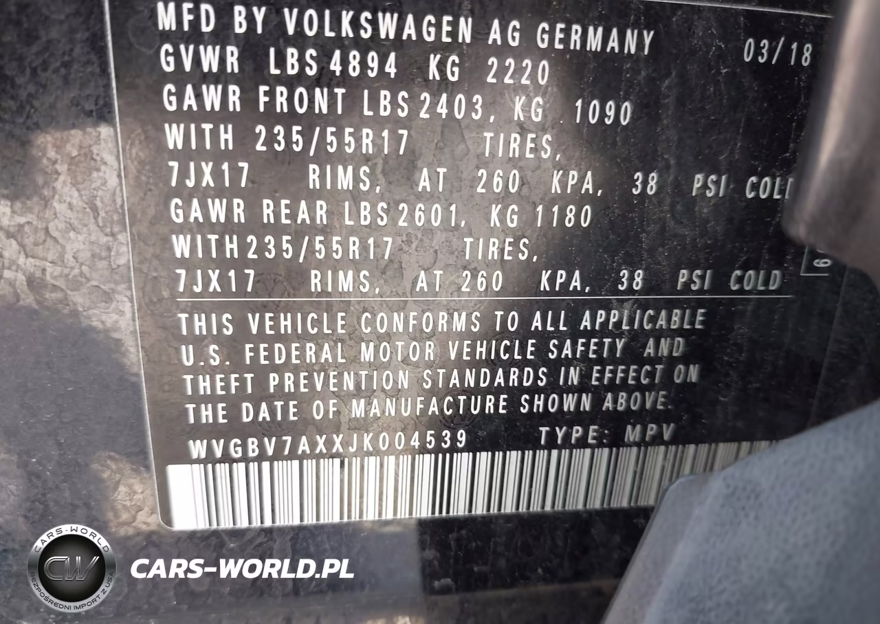 2018 Volkswagen Tiguan Limited 2.0T VIN:WVGBV7AXXJK004539 - 9