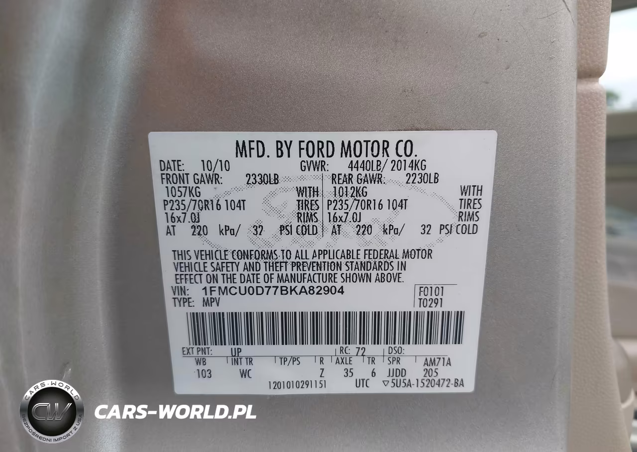 2011 Ford Escape Xlt VIN:1FMCU0D77BKA82904 - 9