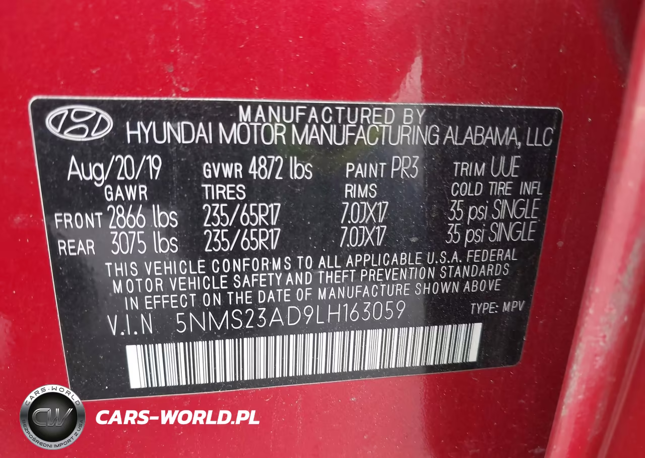 2020 Hyundai Santa Fe Se VIN:5NMS23AD9LH163059 - 9