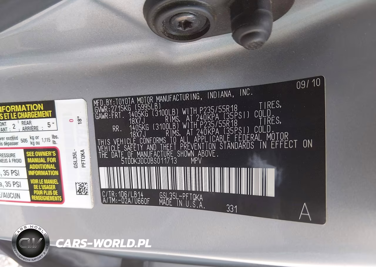 2011 Toyota Sienna Xle VIN:5TDDK3DC0BS011713 - 9