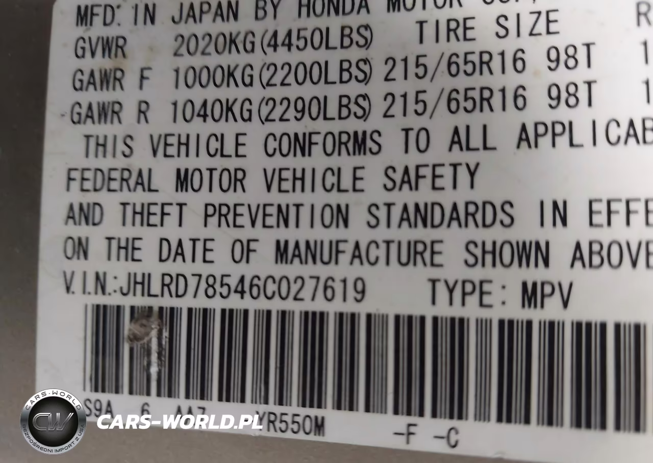 2006 Honda Cr-V Lx VIN:JHLRD78546C027619 - 9