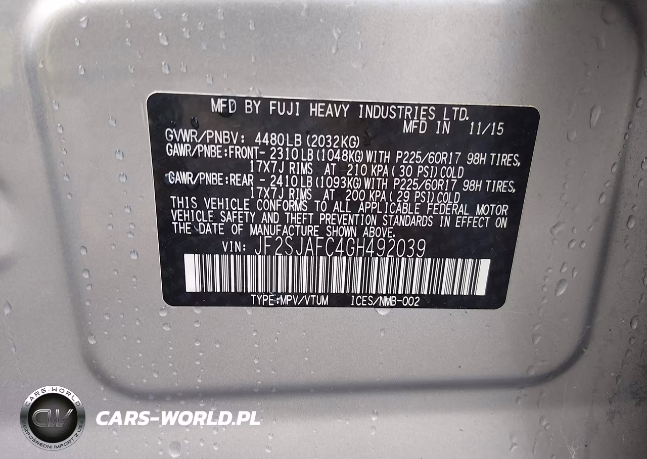 2016 Subaru Forester 2.5I Premium VIN:JF2SJAFC4GH492039 - 9