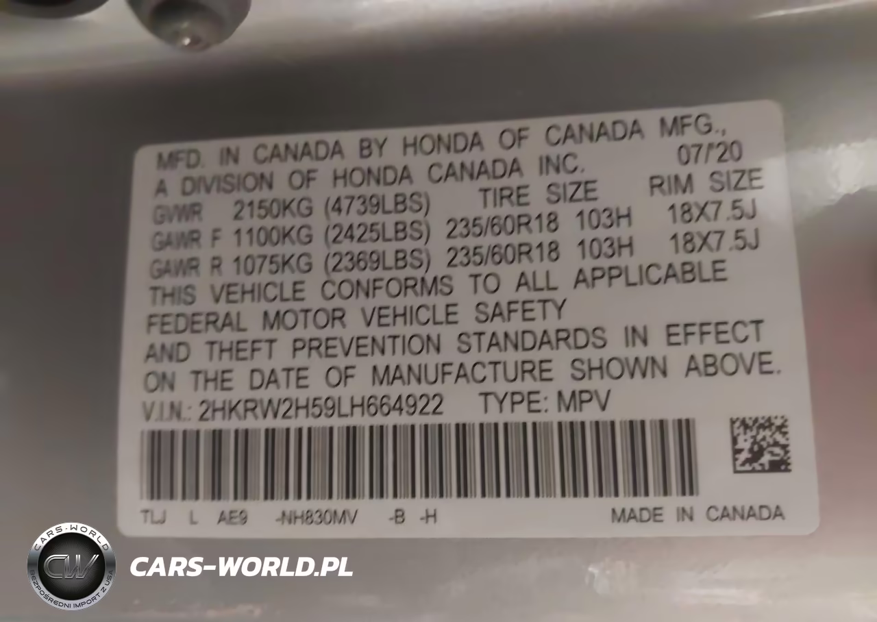 2020 Honda Cr-V Awd Ex VIN:2HKRW2H59LH664922 - 9