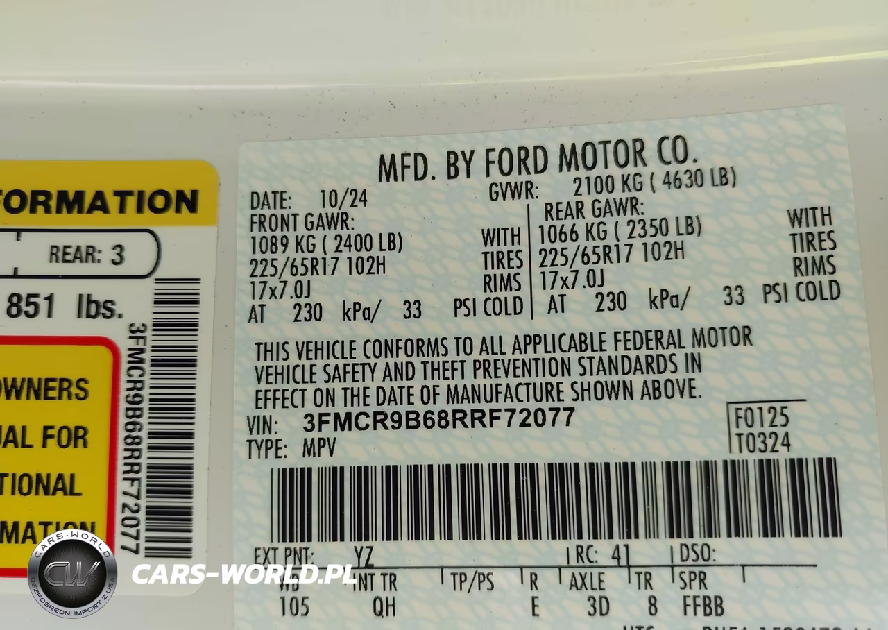 2024 Ford Bronco Sport Big Bend VIN:3FMCR9B68RRF72077 - 9