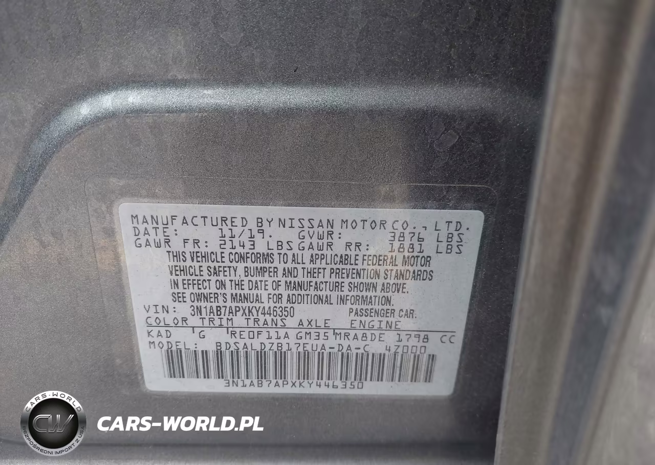 2019 Nissan Sentra Sv VIN:3N1AB7APXKY446350 - 9