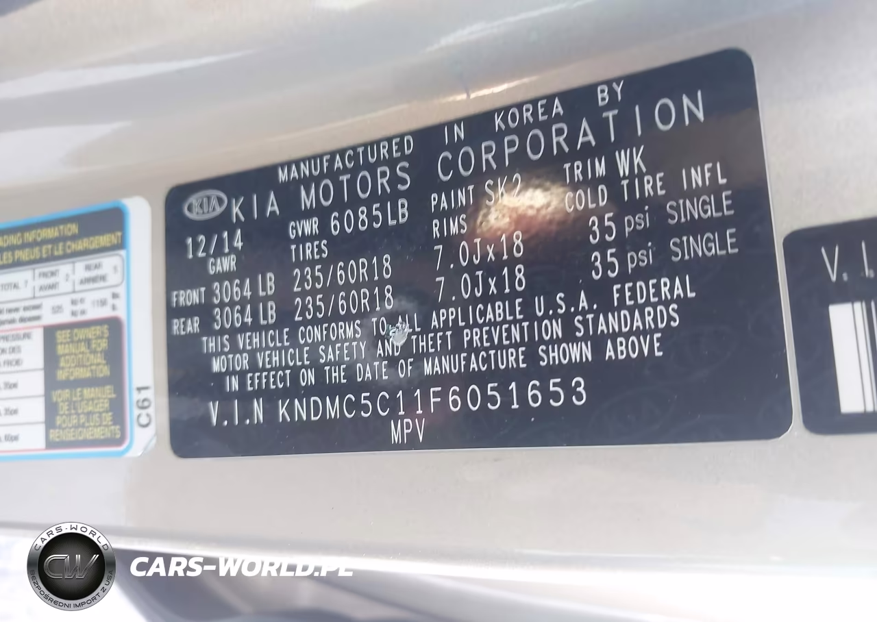 2015 Kia Sedona Sx VIN:KNDMC5C11F6051653 - 9