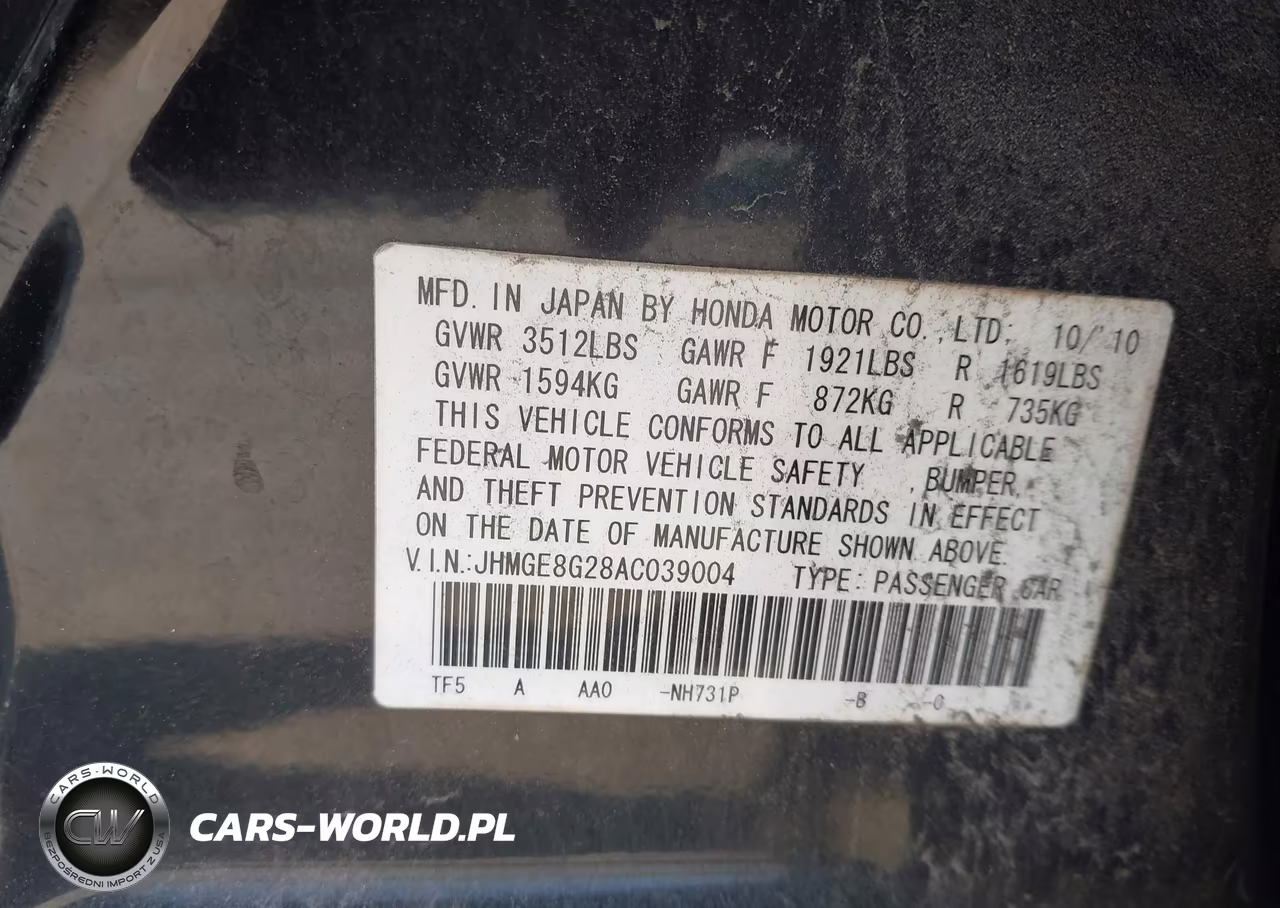 2010 Honda Fit VIN:JHMGE8G28AC039004 - 9