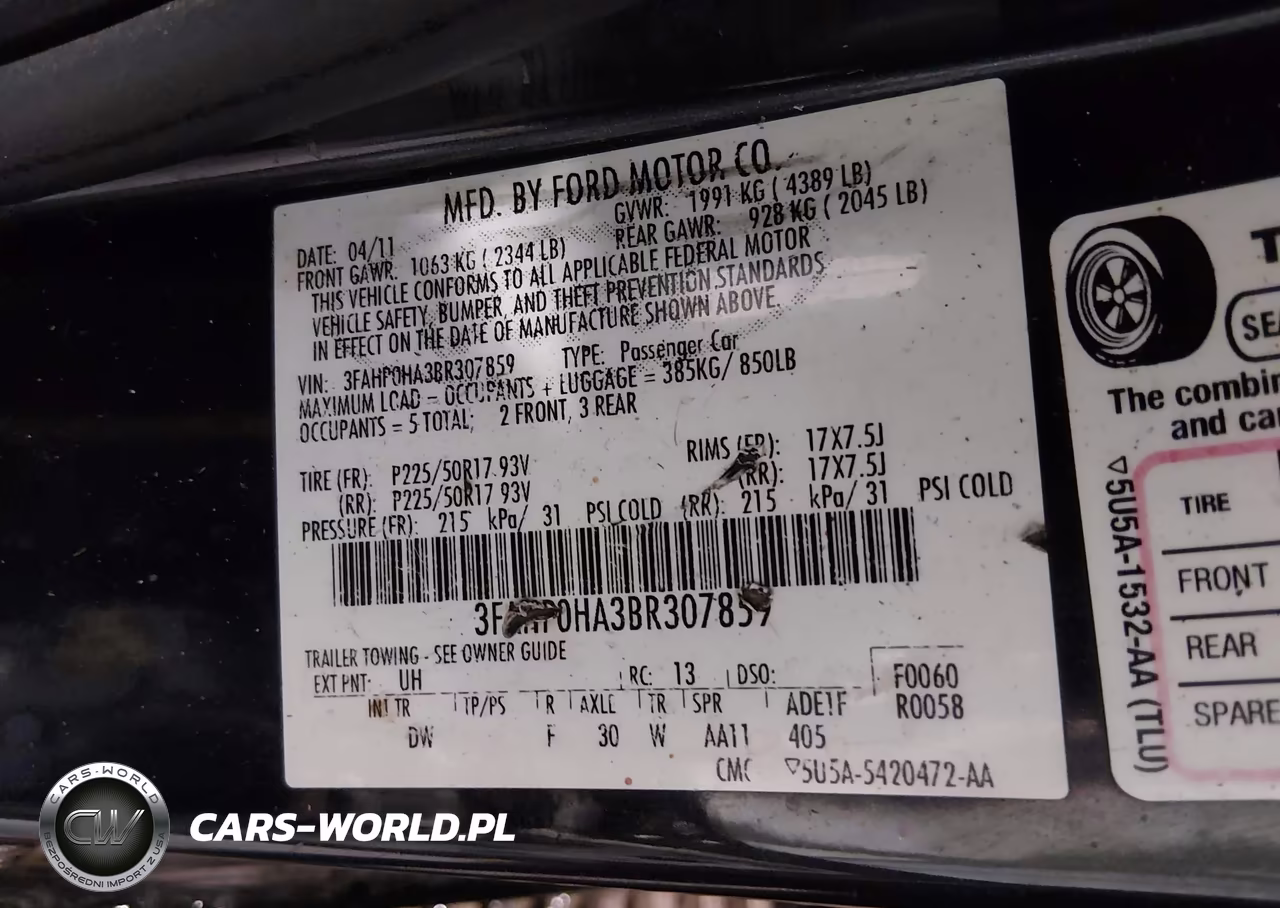 2011 Ford Fusion Se VIN:3FAHP0HA3BR307859 - 9