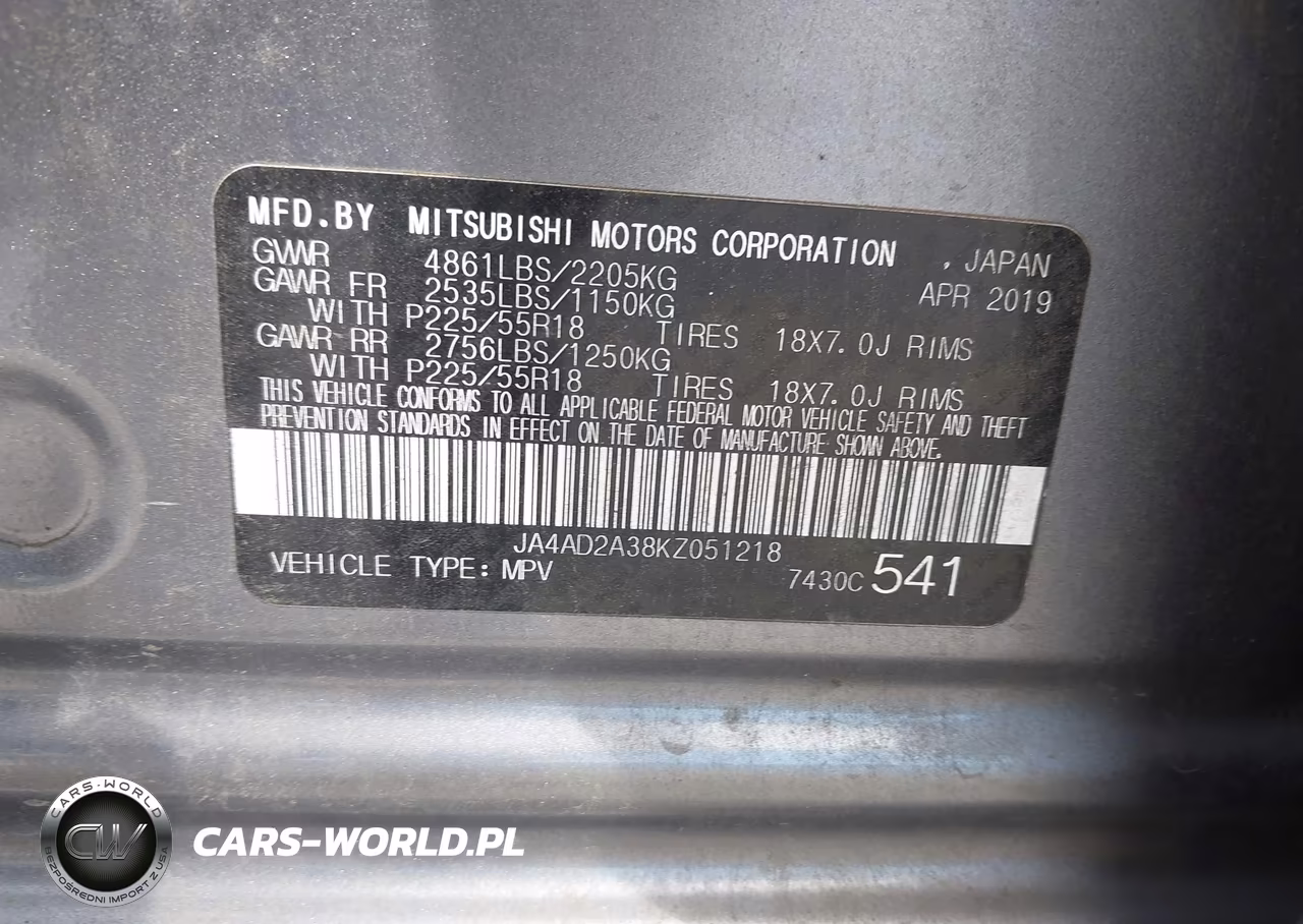 2019 Mitsubishi Outlander Es VIN:JA4AD2A38KZ051218 - 9