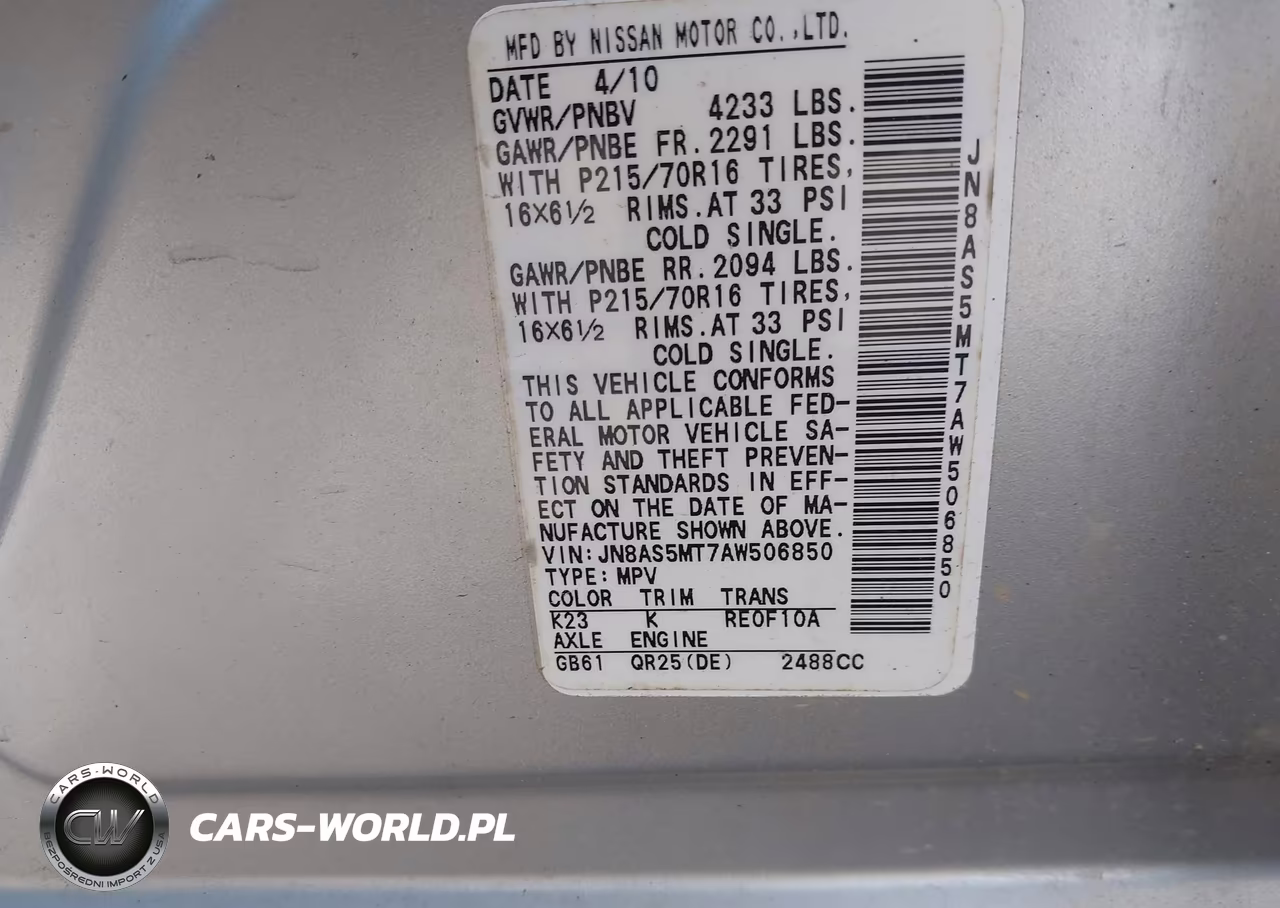 2010 Nissan Rogue S VIN:JN8AS5MT7AW506850 - 9