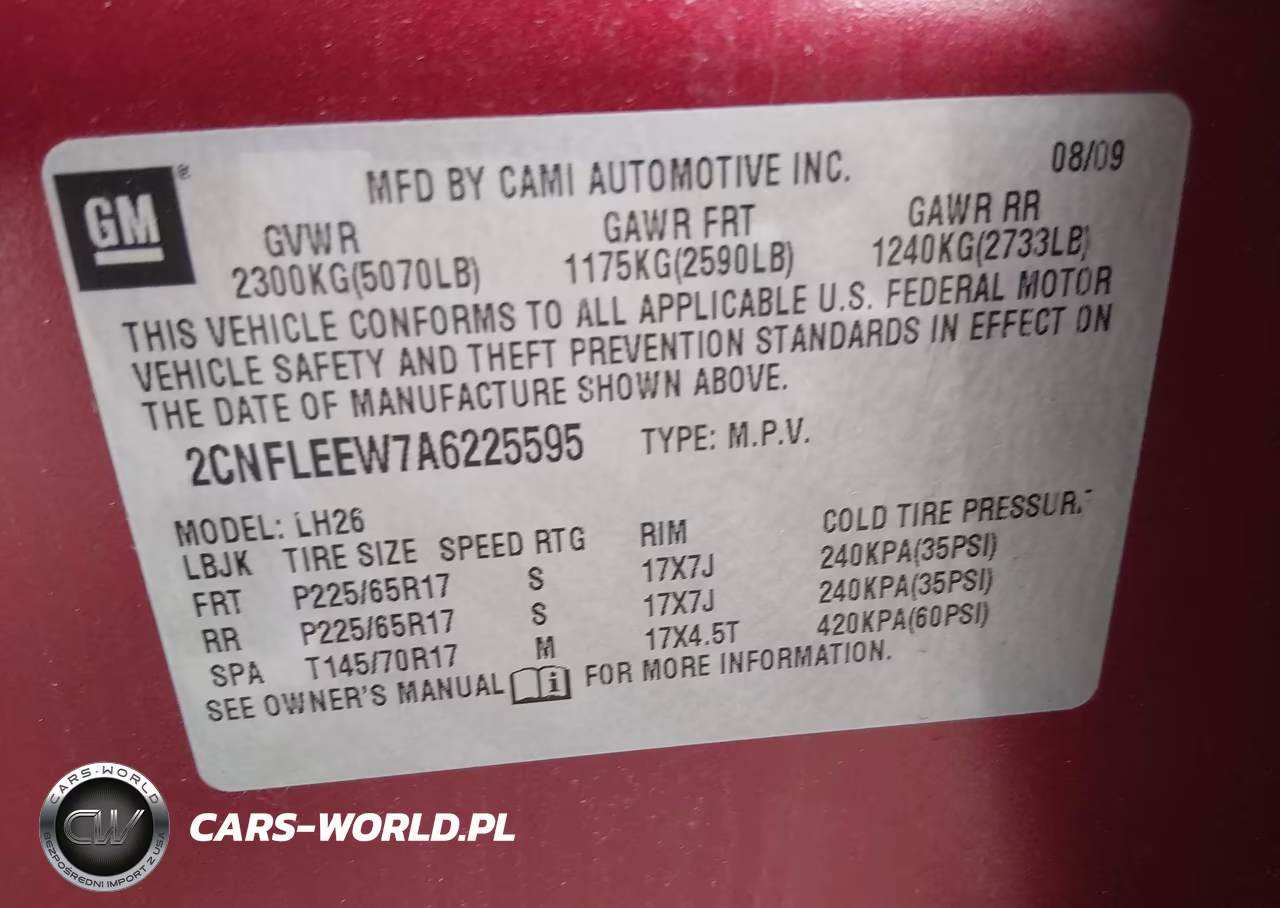 2010 Chevrolet Equinox Lt VIN:2CNFLEEW7A6225595 - 9