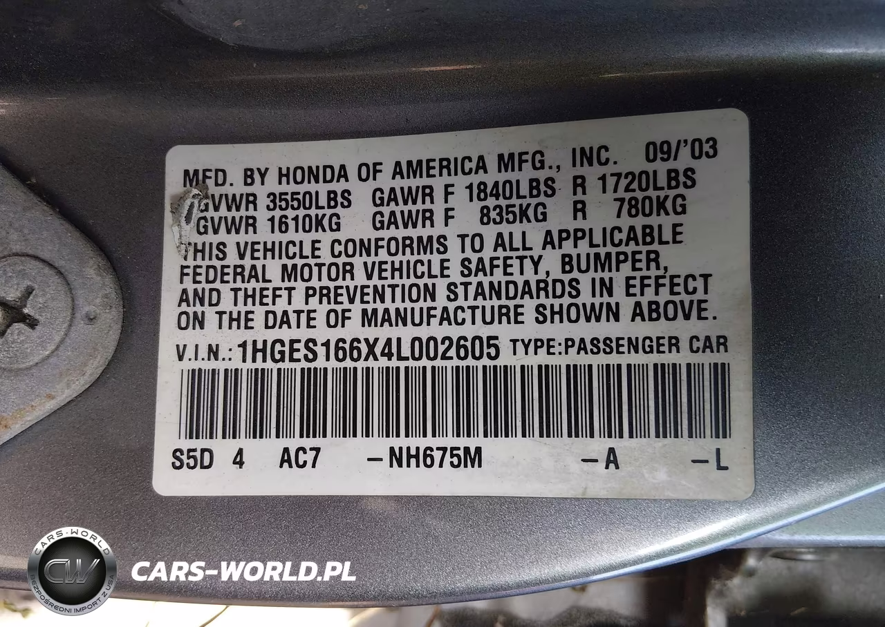 2004 Honda Civic Lx VIN:1HGES166X4L002605 - 9