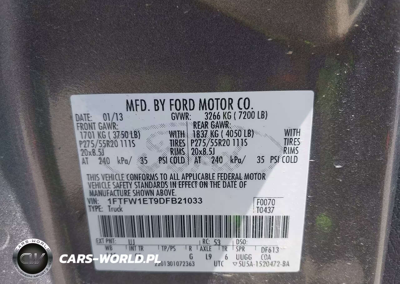 2013 Ford F-150 Platinum VIN:1FTFW1ET9DFB21033 - 9