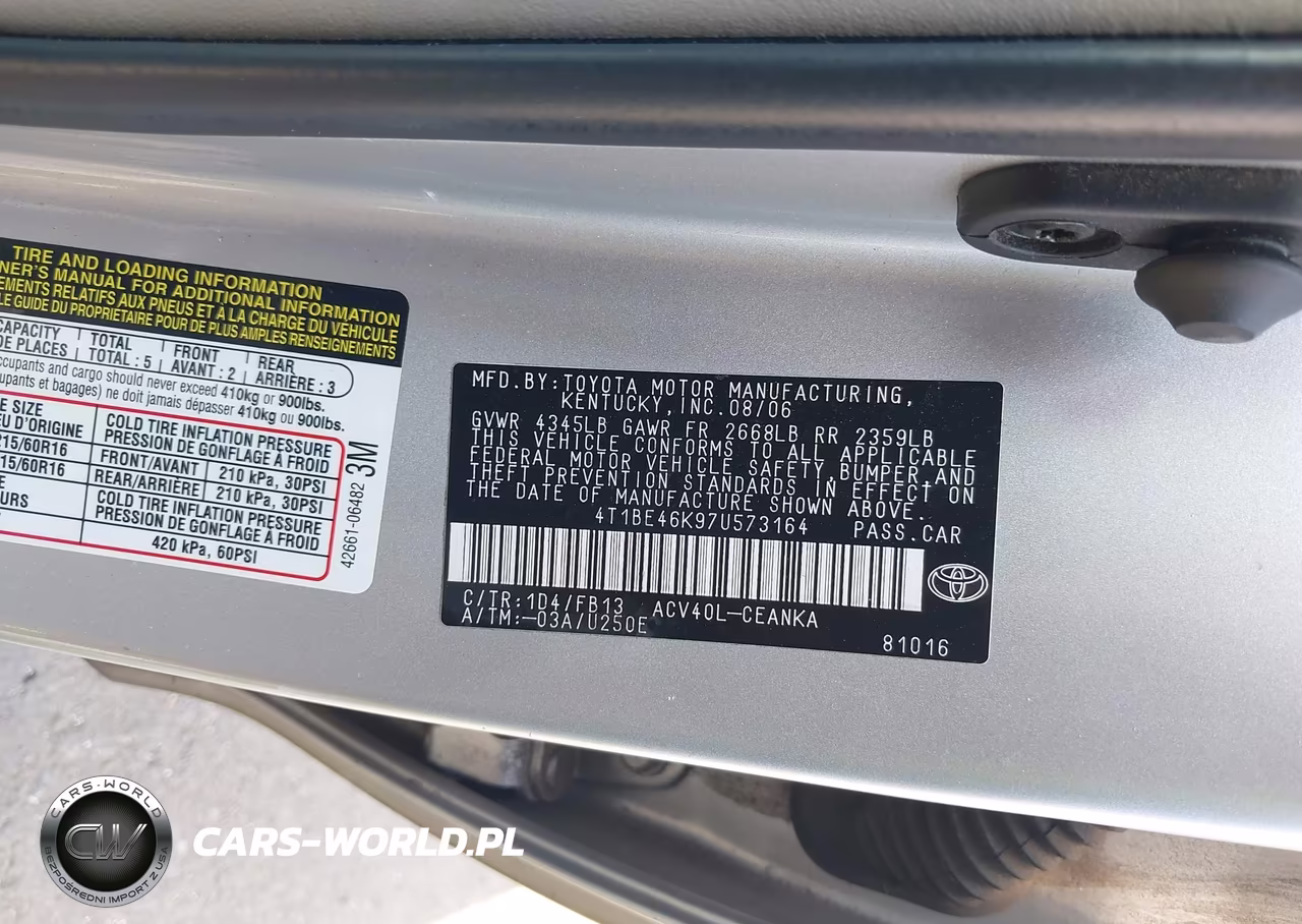 2007 Toyota Camry Le VIN:4T1BE46K97U573164 - 9