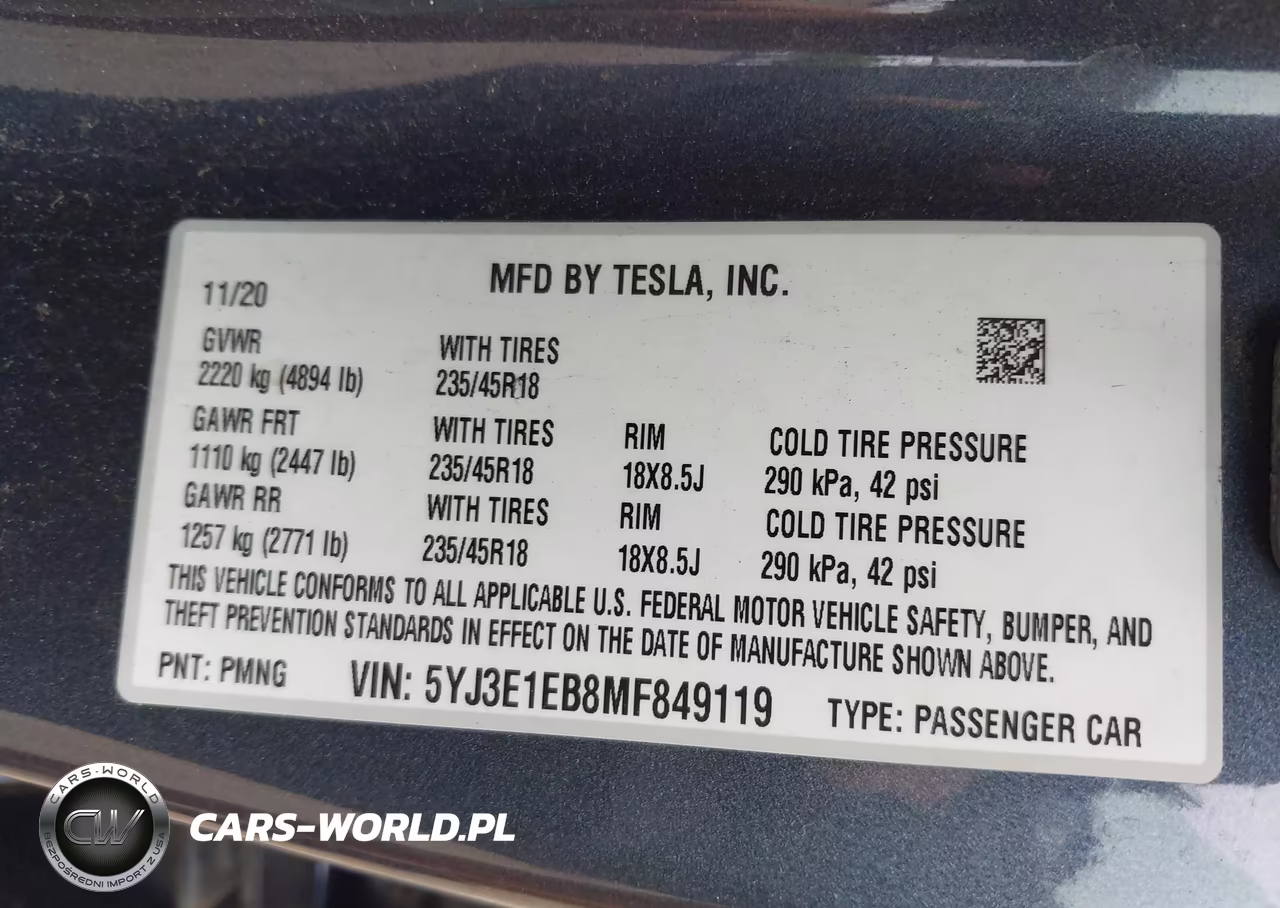 2021 Tesla Model 3 Long Range Dual Motor All-Wheel Drive VIN:5YJ3E1EB8MF849119 - 9