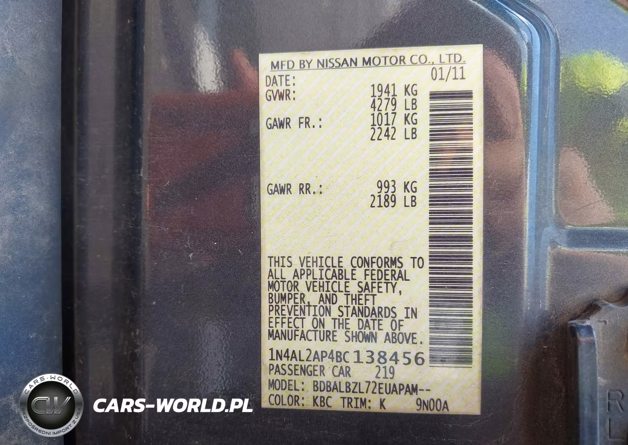 2011 Nissan Altima 2.5 S VIN:1N4AL2AP4BC138456 - 9