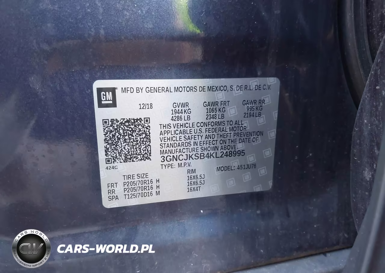 2019 Chevrolet Trax Ls VIN:3GNCJKSB4KL248995 - 9